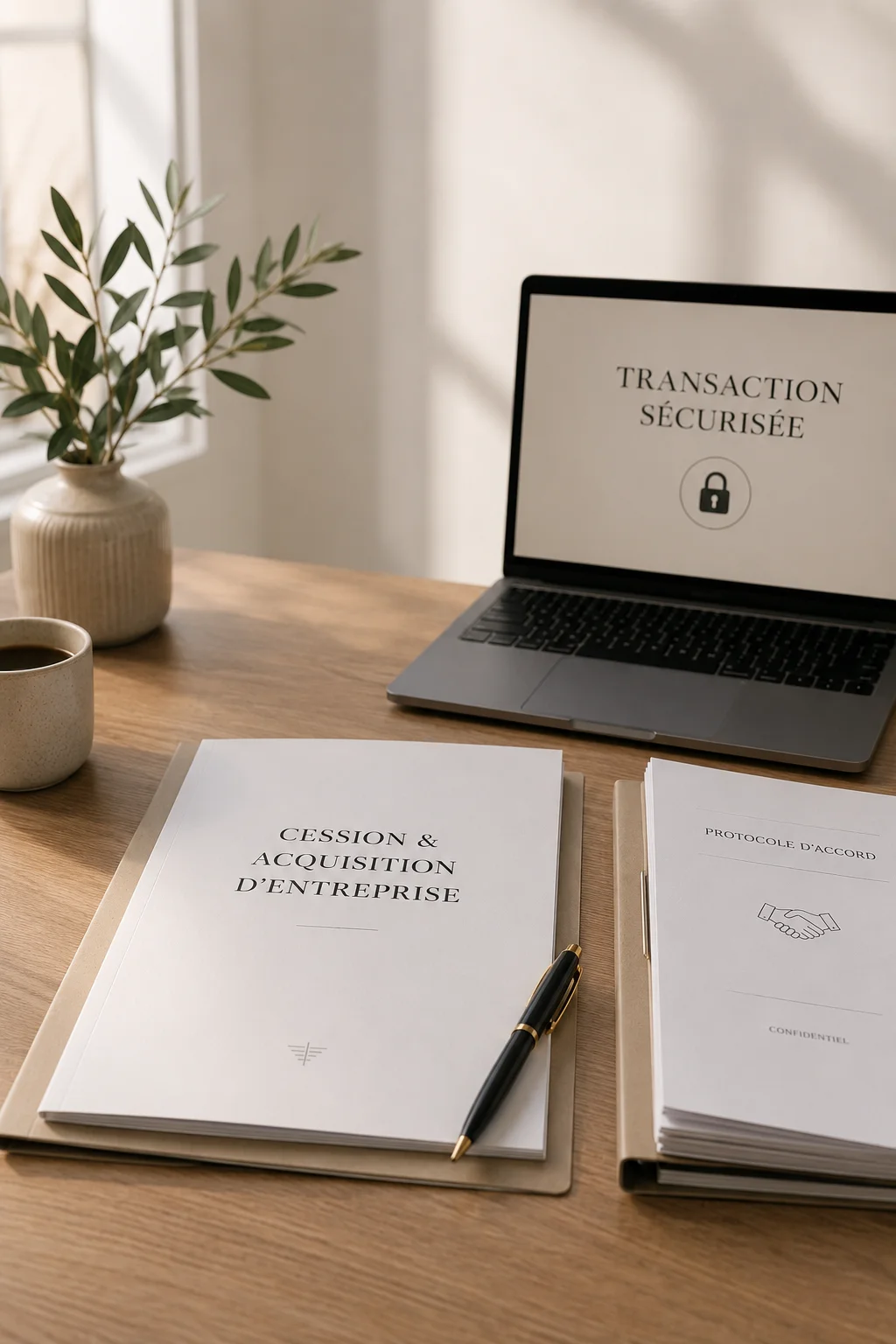 Dossier de cession et acquisition d'entreprise et transaction sécurisée à l'écran